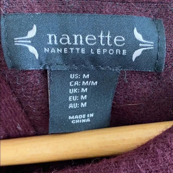 Nanette Lepore Burgundy Cuffed Sleeve long sleeve Sweater wool blend size medium - Picture 7 of 8